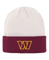 Big Boys and Girls Cream, Burgundy Washington Commanders Bone Cuffed Knit Hat