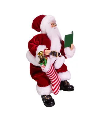 Kurt Adler 16" Kringle Klaus Santa with Book and Stocking