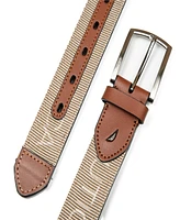 Nautica Men's Leather Tab Signature Webbing Logo Belt