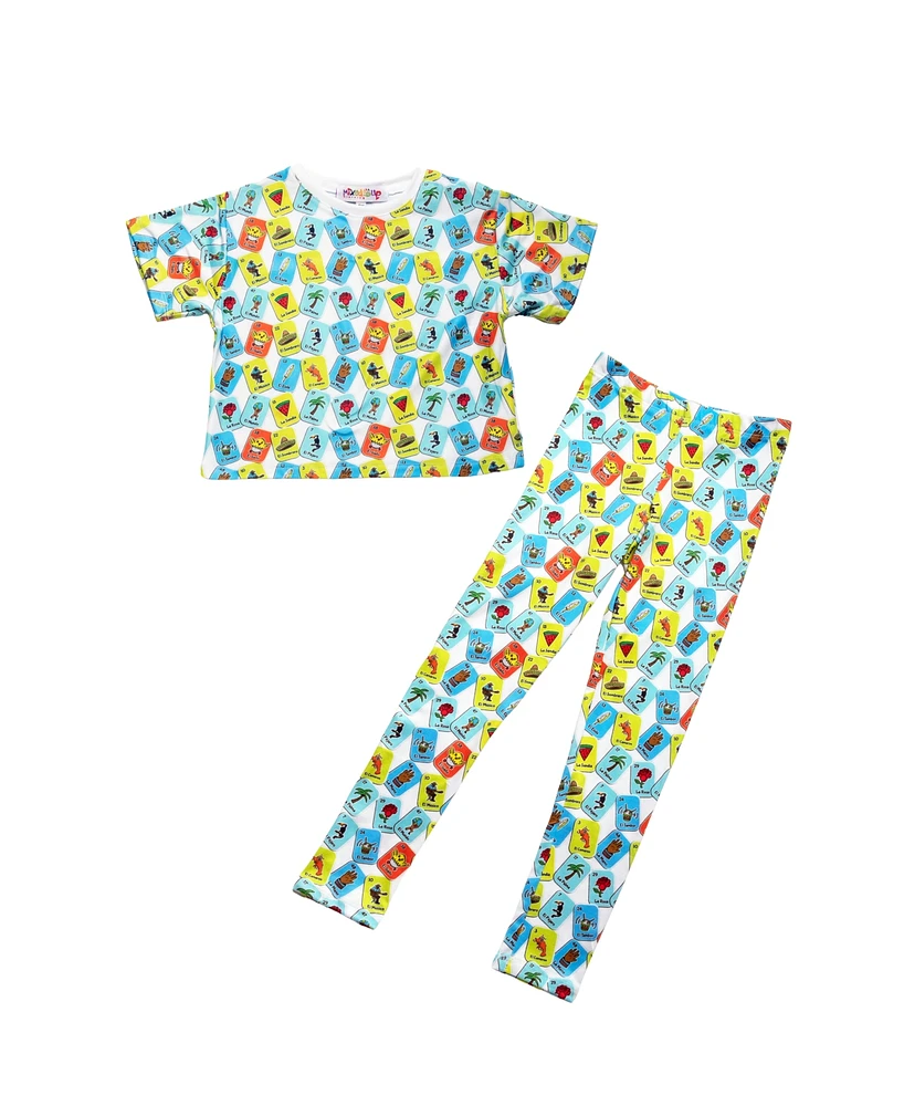 Mixed Up Clothing Big Girls All Over Printed Crop Top and Leggings Pants Set