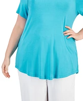 Jm Collection Plus Short-Sleeve Top, Created for Macy's