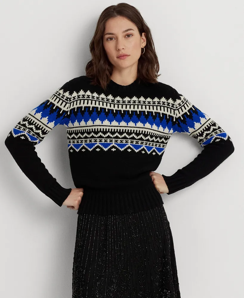 Lauren Ralph Lauren Women's Fair Isle Wool-Blend Crewneck Sweater, Regular  and Petite