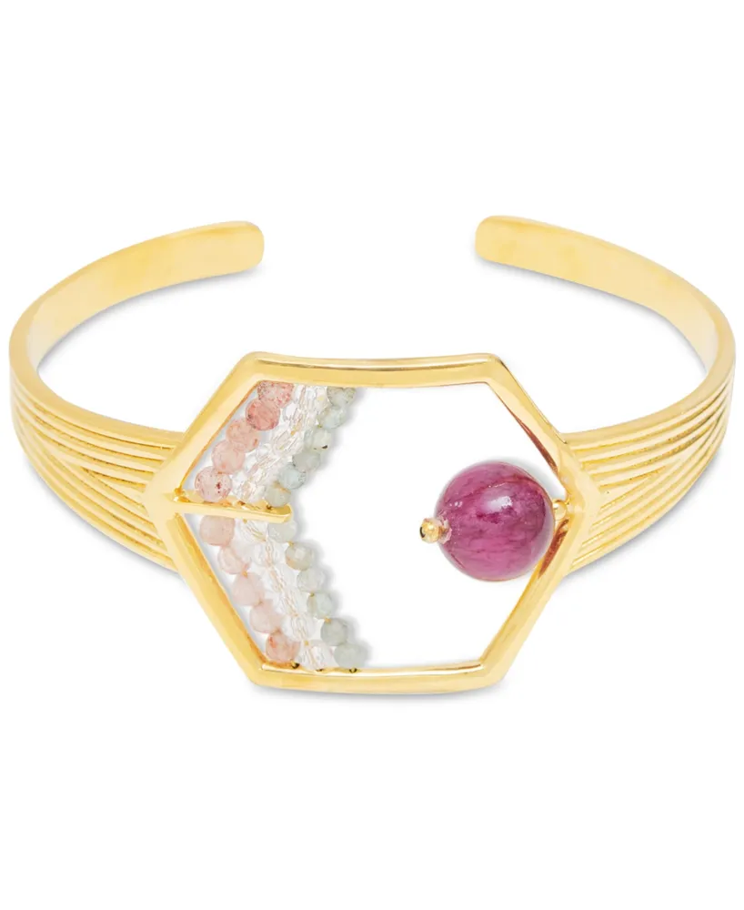 Nectar Nectar New York 18k Gold-Plated Mixed Gemstone Cuff Bracelet