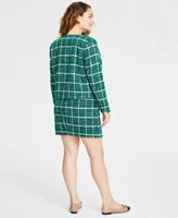 On 34th Womens Long Sleeve Crop Tweed Jacket A Line Zip Back Mini Skirt Created For Macys