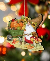 Designocracy Holiday Wooden Ornaments Grateful Harvest Gnome Home Decor Set of 2 S. Winget