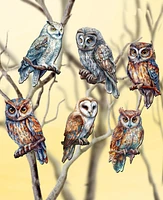 Designocracy Holiday Wooden Clip-On Ornaments Night Owls Set of 6 G. DeBrekht