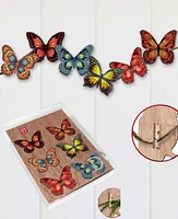 Designocracy Holiday Wooden Clip-On Ornaments Butterfly Set of 6 G. DeBrekht