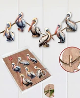 Designocracy Holiday Wooden Clip-On Ornaments Pelicans Set of 6 G. DeBrekht