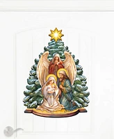 Designocracy Holy Family Nativity Christmas Wooden Door Decor Wall Decor G. DeBrekht