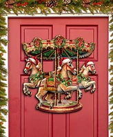 Designocracy Christmas Carousel Christmas Wooden Wall Decor Door Decor G. DeBrekht