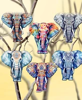 Designocracy Holiday Wooden Clip-On Ornaments Elephants Set of 6 G. DeBrekht