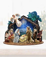 Designocracy Nativity with Angel Village 12" Christmas Nativity Mantel Decor G. DeBrekht