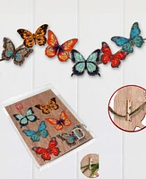 Designocracy Holiday Wooden Clip-On Ornaments Butterfly Set of 6 G. DeBrekht