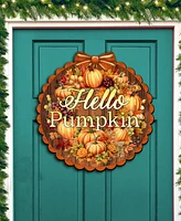 Designocracy Holiday Wooden Door Decor Welcome Sign Hello Pumpkin G. DeBrekht