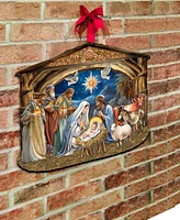 Designocracy The Birth of Jesus Nativity Scene Christmas Wooden Door Hanger Door Decor G. DeBrekht