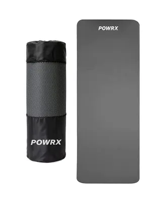 PowrX Yoga Mat Thick | Exercise Mat 1/2" - 3 Widths with Carrying Bag | Non