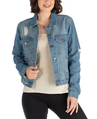 24seven Comfort Apparel Women's Timeless Denim Jacket