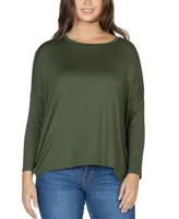 24seven Comfort Apparel Women's Long Sleeve Oversized Dolman Top