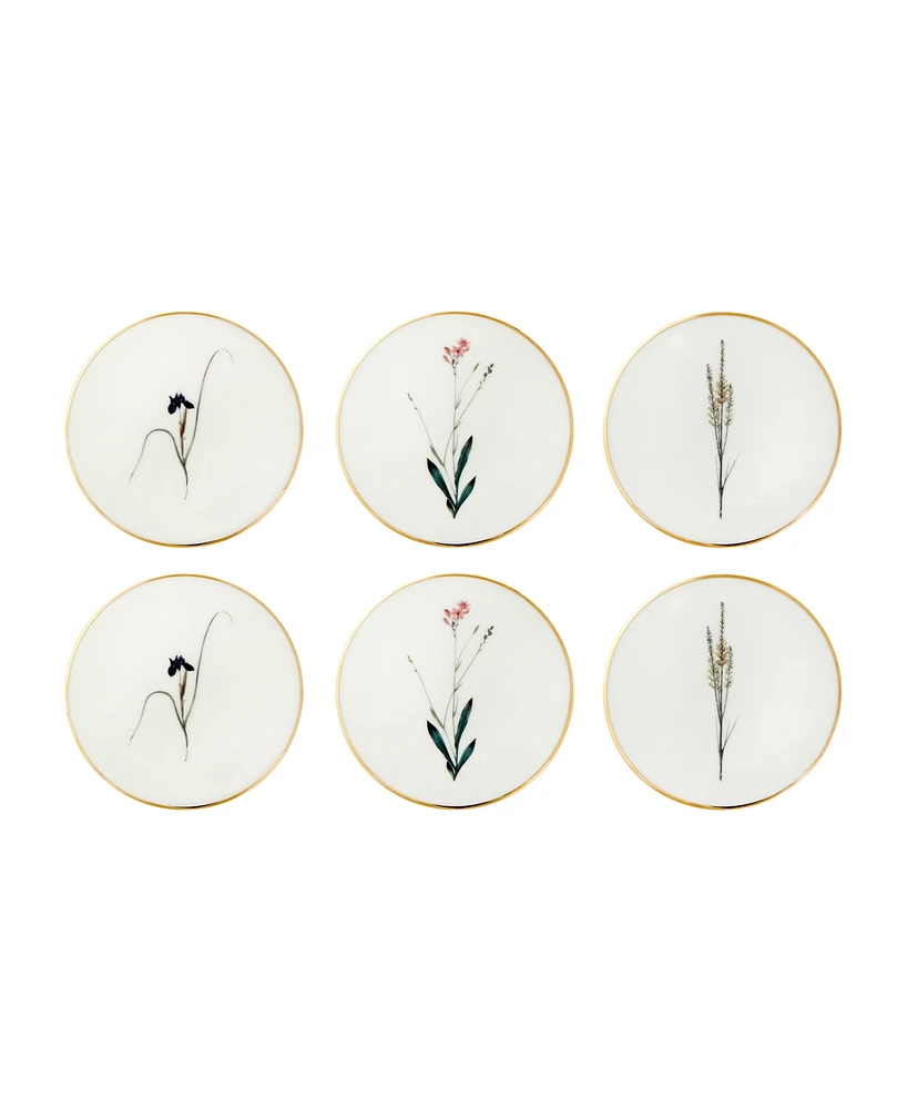 Porland Botanical 6 Piece Coaster Set, Service for 6