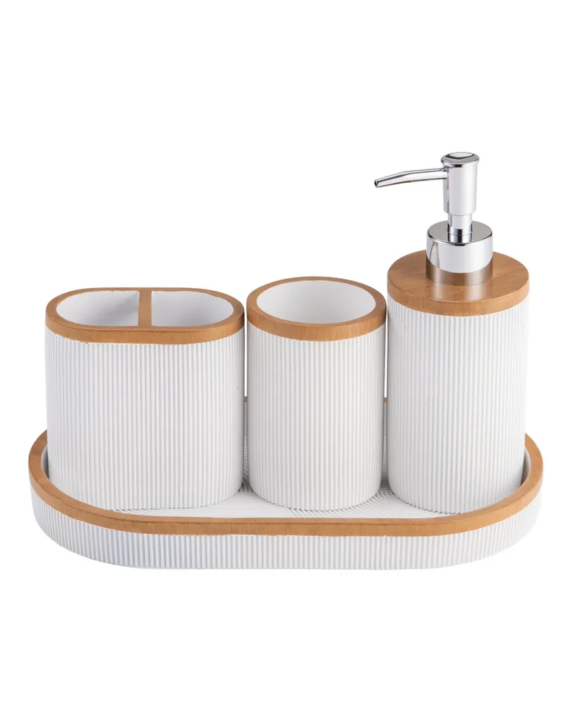 Kralix 4 Piece Bathroom Accessories Set, Modern Bathroom Accessory Set With  Soap Dispenser, Toothbrush Holder, Tumbler and Vanity Tray 
