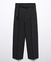 Mango Women's Belted Paper Bag Trousers