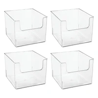 mDesign Kitchen Plastic Storage Organizer Bin with Open Front - Pack - Clear