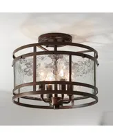 Franklin Iron Works ElWood Finish Rustic Industrial Ceiling Light Semi