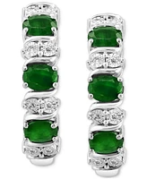 Effy Emerald (1-1/6 ct. t.w.) & Diamond (1/20 Extra Small Hoop Earrings Sterling Silver, 0.33" (Also available Ruby and Sapphire)