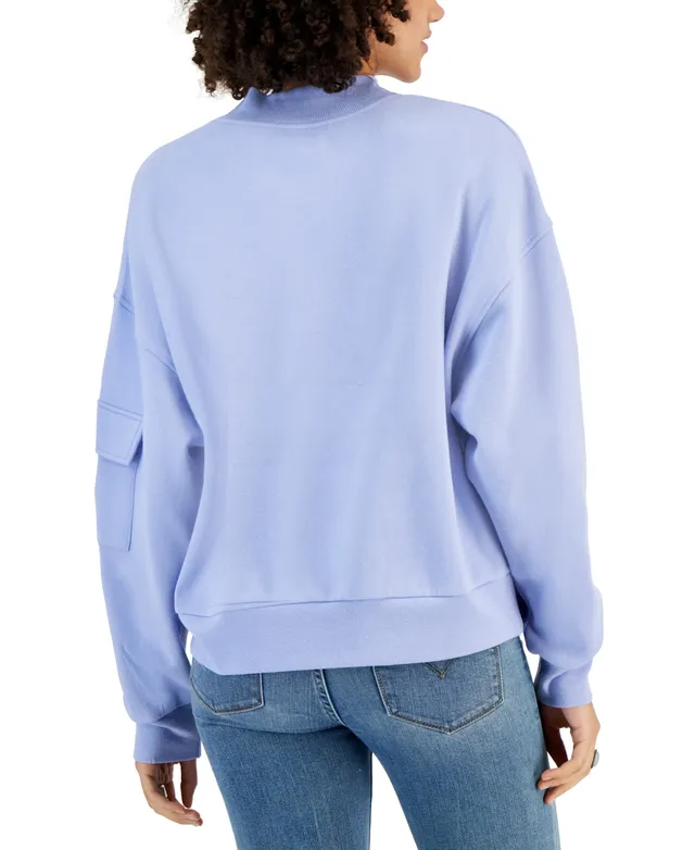 Flirtitude Juniors Womens Mock Neck Long Sleeve Sweatshirt