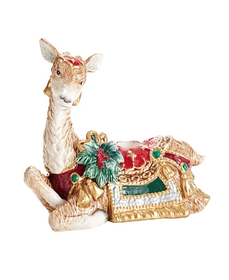 Fitz and Floyd Noel Holiday Resting Deer Candle Holder, 5.5-in