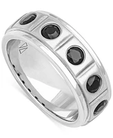 Men's Black Sapphire Textured Band (1-1/3 ct. t.w.) in Sterling Silver