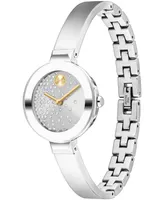 Movado Women's Bold Bangles Swiss Quartz Silver-Tone Stainless Steel Watch 28mm - Silver