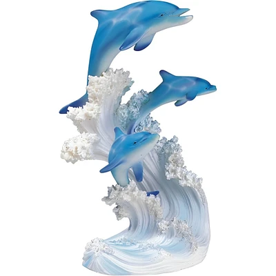Fc Design 8"H Dolphins Swimming in The Waves Statue Marine Life Decoration Figurine Home Decor Perfect Gift for House Warming, Holidays and Birthdays