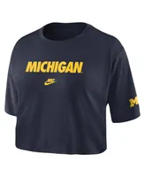 Women's Nike Navy Michigan Wolverines Wordmark Cropped T-shirt