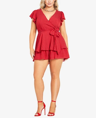 City Chic Plus Size First Date Frilled Romper