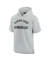 Men's and Women's Fanatics Signature Gray Florida State Seminoles Super Soft Fleece Short Sleeve Pullover Hoodie