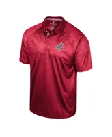 Men's Colosseum Crimson Washington State Cougars Honeycomb Raglan Polo Shirt