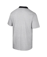 Men's Colosseum White, Black Purdue Boilermakers Print Stripe Polo Shirt