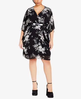 City Chic Plus Bouquet Mini Dress