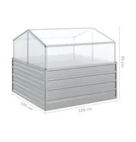 vidaXL Garden Raised Bed with Greenhouse 39.4"x39.4"x33.5" Silver