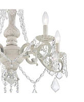 Kathy Ireland Chateau de Conde Antique Rubbed White Chandelier Lighting 26" Wide French Clear Crystal 5-Light Fixture for Dining Room House Foyer Entr