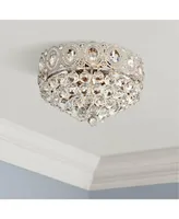 Vienna Full Spectrum Moira Modern Ceiling Lighting Flush Mount Fixture 16" Wide Satin Nickel Silver Clear Crystal Glass Balls for Bedroom Kitchen Livi