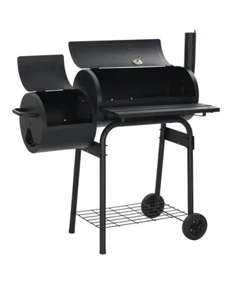 Sugift Heavy-Duty Charcoal Grill Offset Smoker in Black