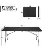 Sugift 6 ft Plastic Folding Table Portable Fold-in-Half Table for Outdoor