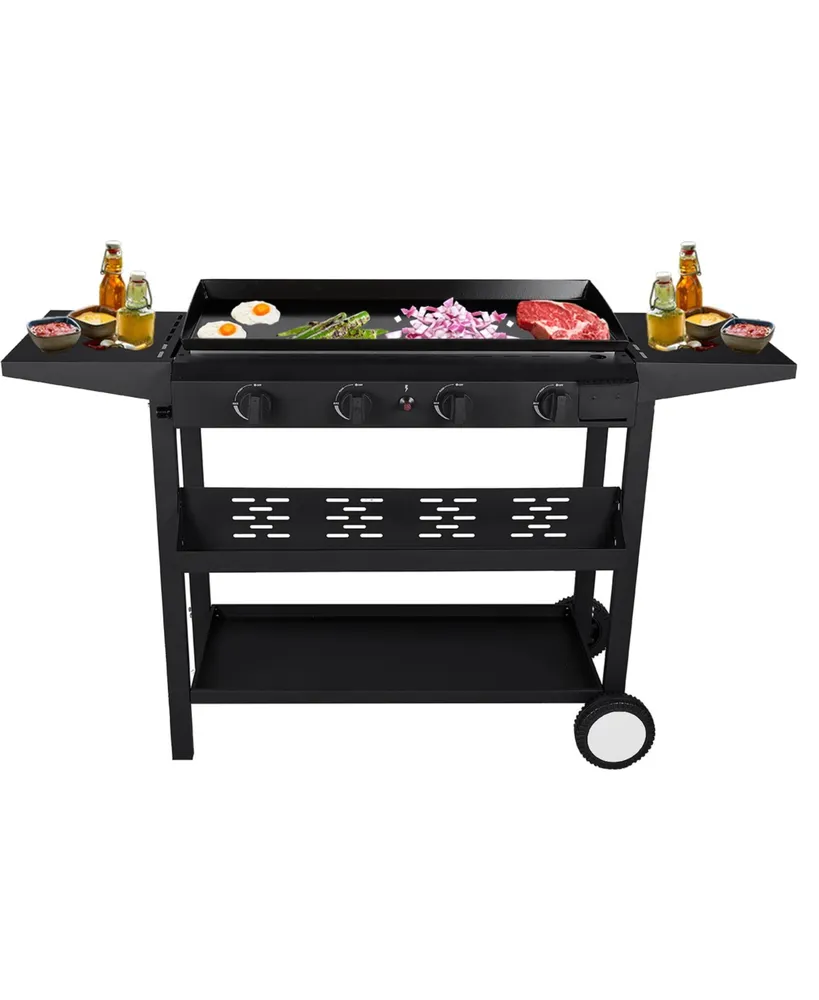 Sugift 4 Burner Propane Gas Grill Flat Top Griddle Grill in Black