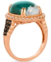 Le Vian Peacock Aquaprase (7-3/4 ct. t.w.) & Diamond (1/2 ct. t.w.) Halo Statement Ring in 14k Strawberry Gold