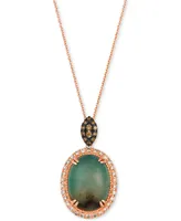 Le Vian Peacock Aquaprase (7-3/4 ct. t.w.) & Diamond (3/8 ct. t.w.) Halo Adjustable 20" Pendant Necklace in 14k Strawberry Gold