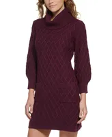 Jessica Howard Women's Cowlneck Diamond-Patterned Sweater Dress