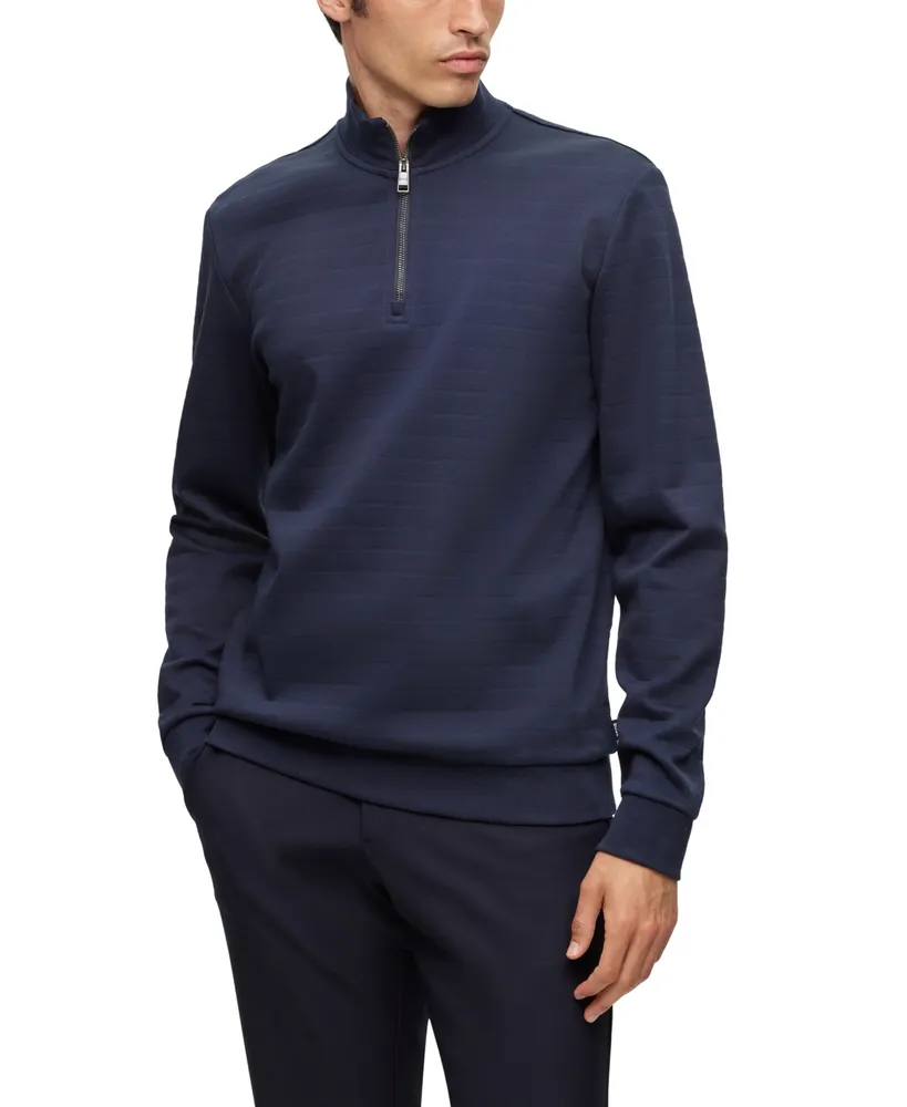 Boss by Hugo Men's Jacquard Zip-Neck Sweatshirt