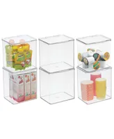 mDesign Plastic Kitchen Pantry/Fridge Storage Organizer, Hinge Lid - 6 Pack